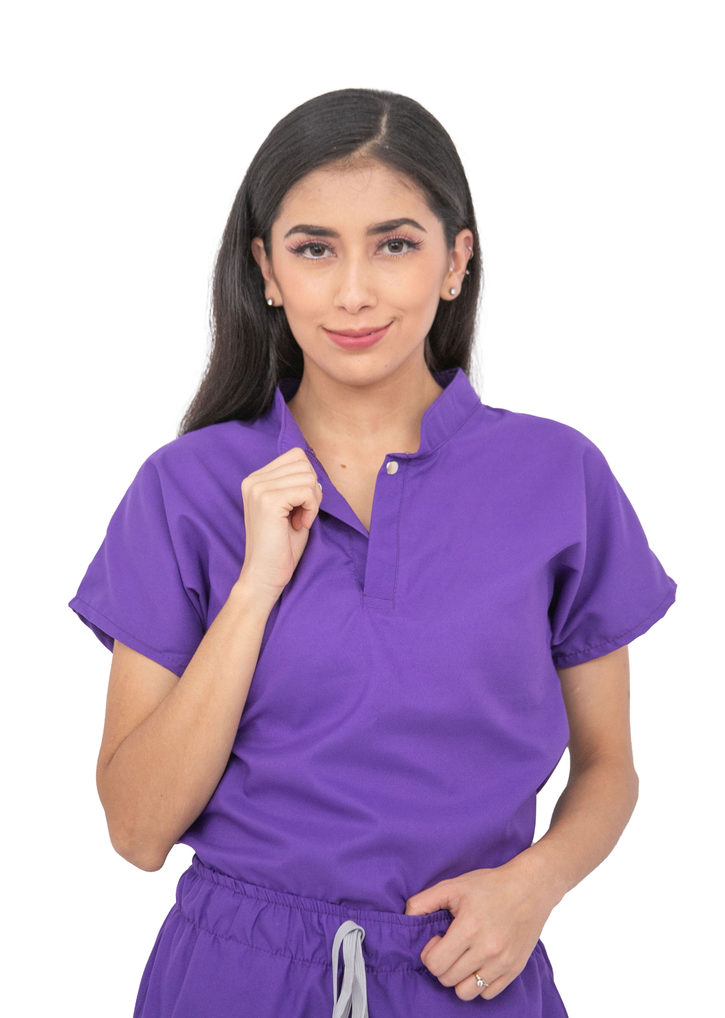 Women's Surgical Jogger Purple Scrub Set, Short Sleeve Mao-Neck Top and Jogger Pants (Custom)