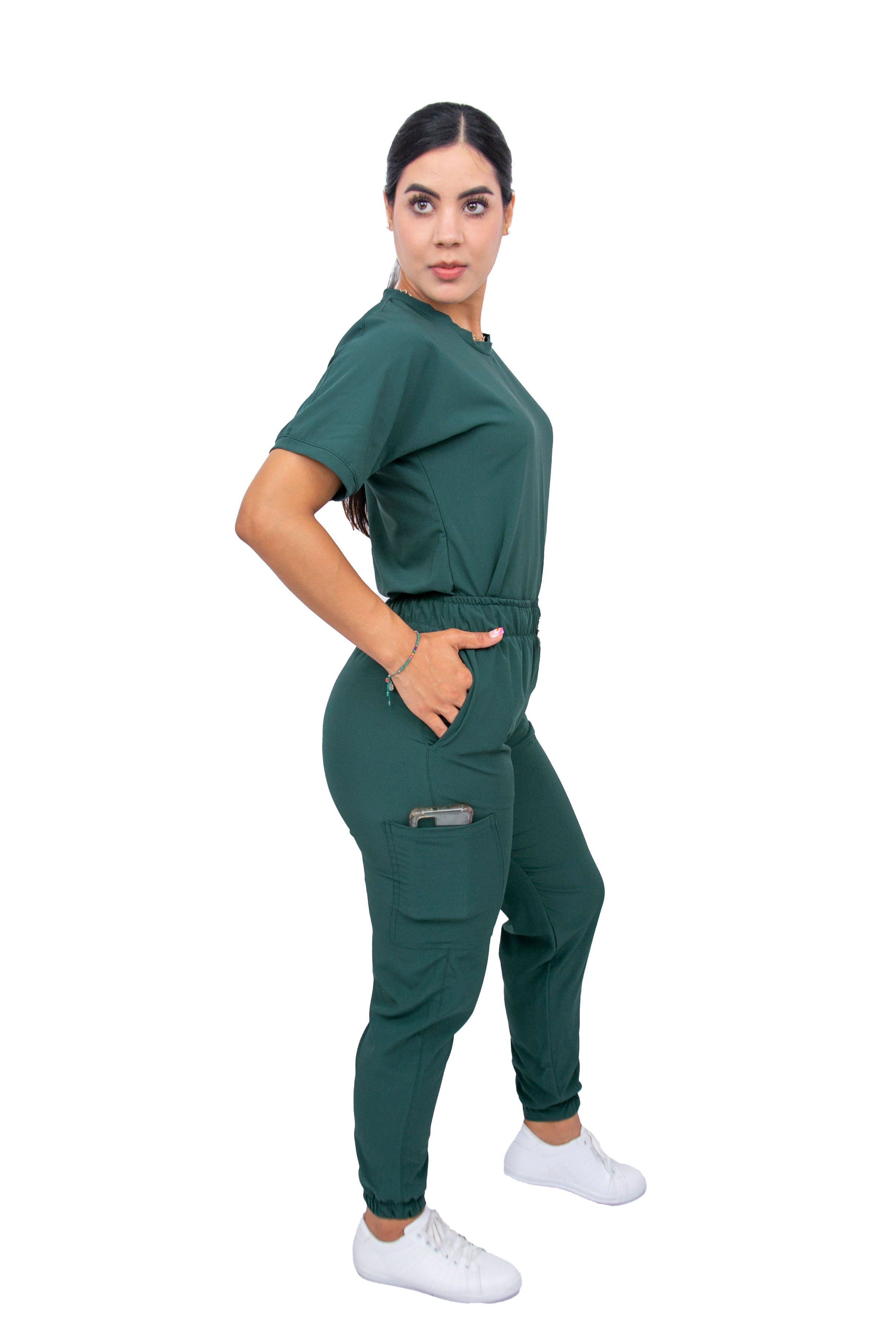 Surgical Scrubs - Women Stretch Antifluid Bottle Scrubs Set with Jogger Pants and Short-Sleeve Round Neck (Custom)