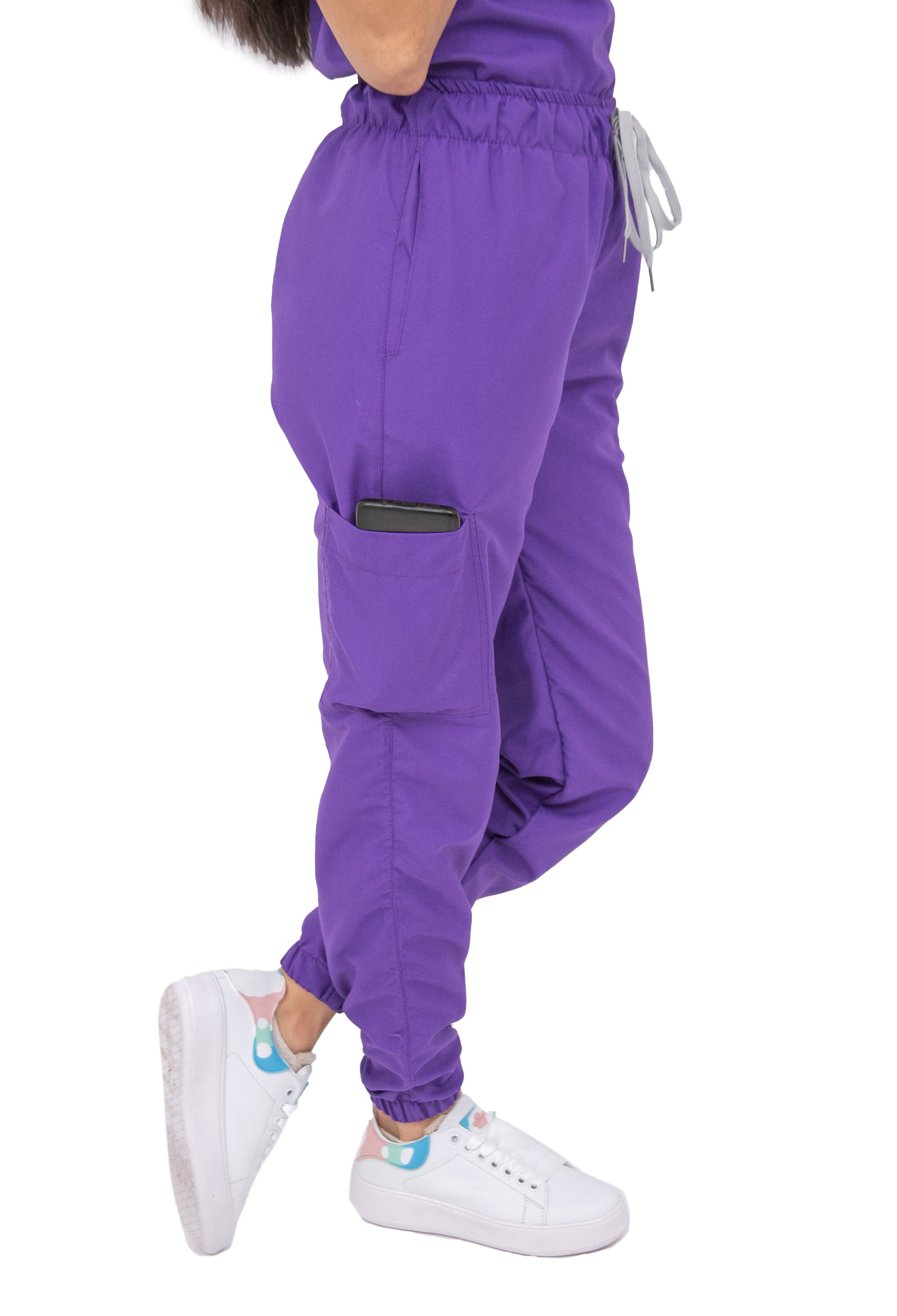 Women's Surgical Jogger Purple Scrub Set, Short Sleeve Mao-Neck Top and Jogger Pants (Custom)