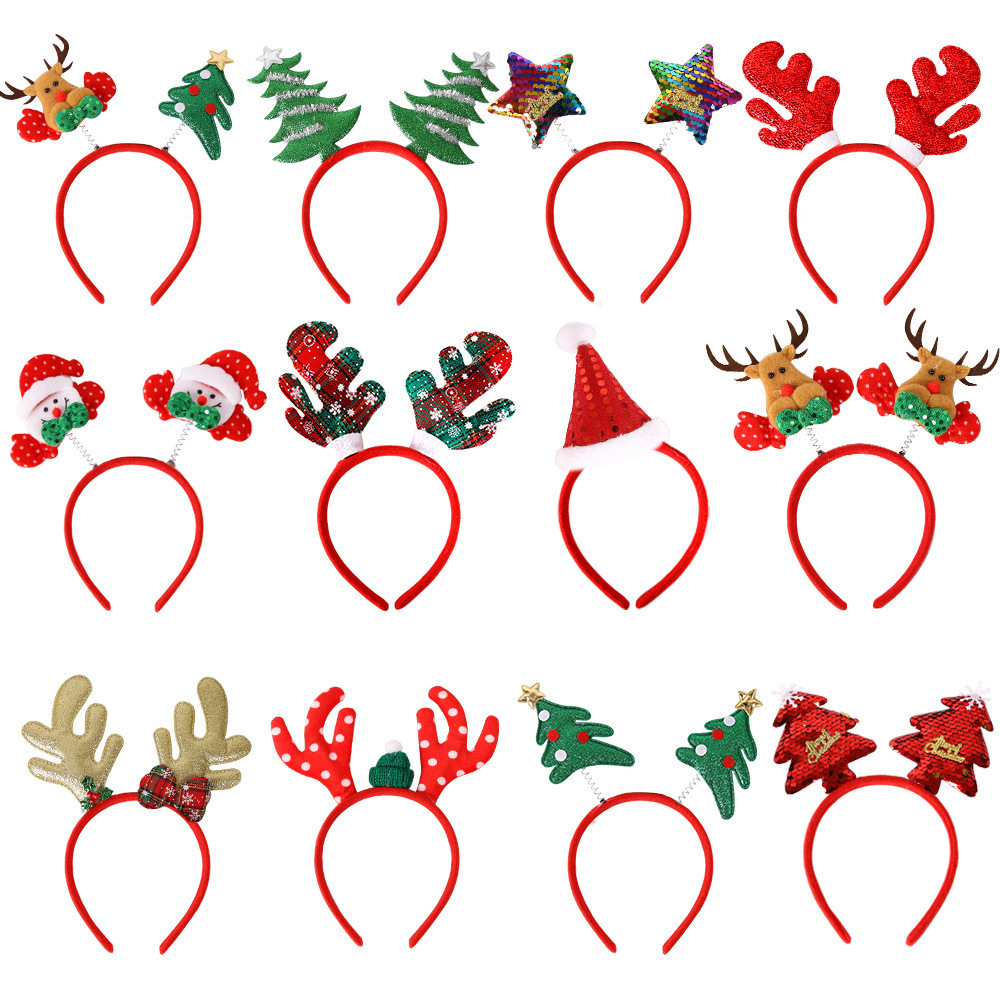 Elf christmas Headbands Hair Accessories Xmas Tree Head Hat Toppers women Santa Hat Christmas Decor