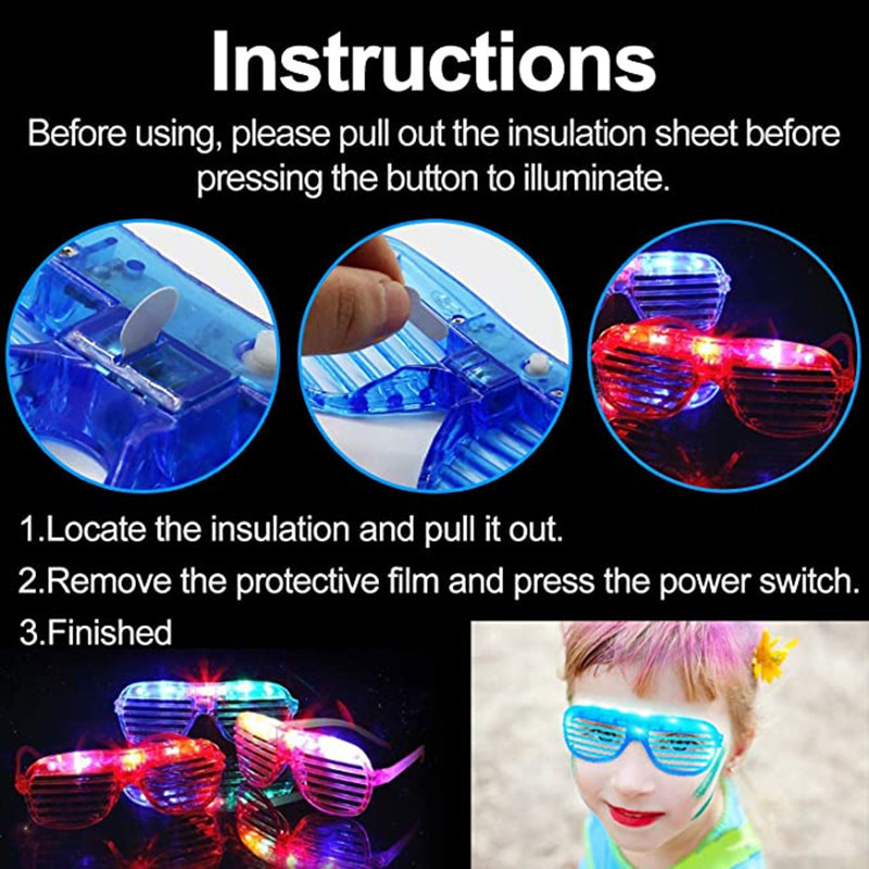 Party Supplies Props Halloween Light Up Glasses Shutter Shades Glow Glasses Led Party Sunglasses