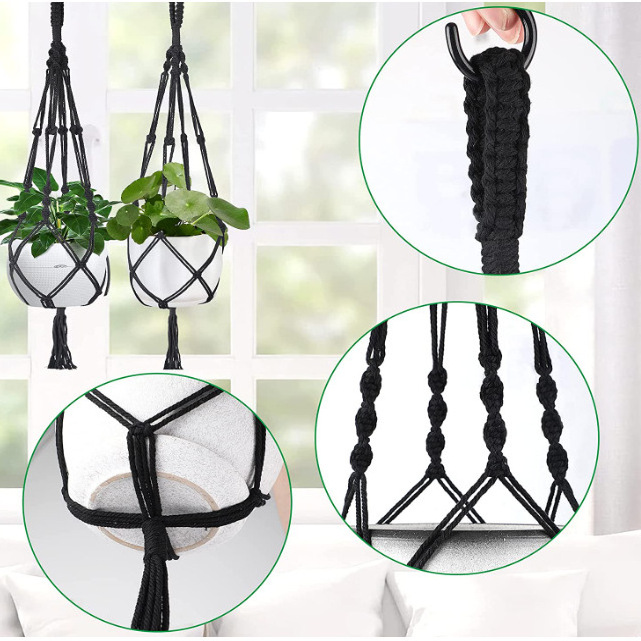 Boho Handmade Cotton Macrame Plant Hanger Macrame Planter For Home Balcony Decor