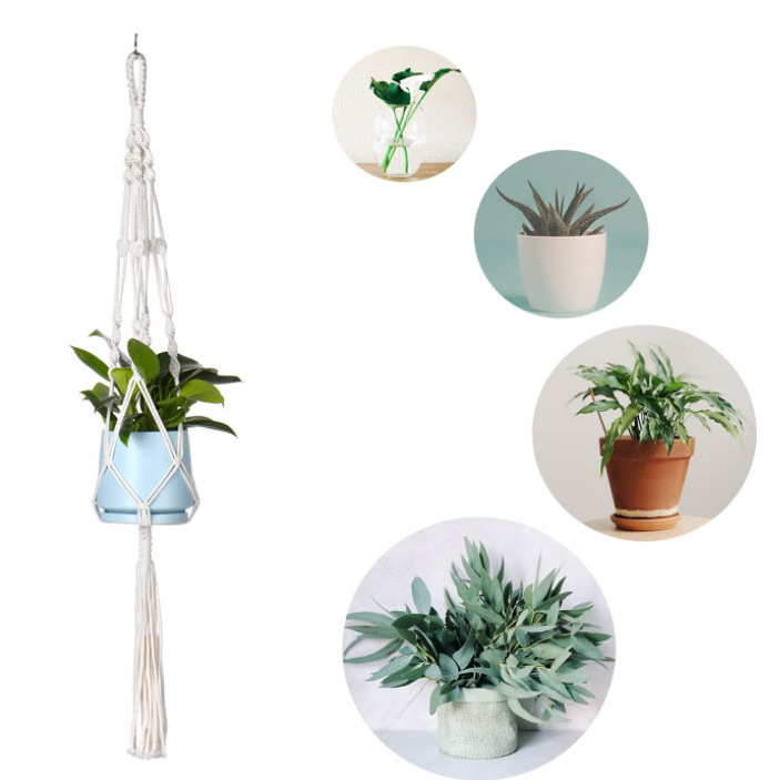 Boho Handmade Cotton Macrame Plant Hanger Macrame Planter For Home Balcony Decor