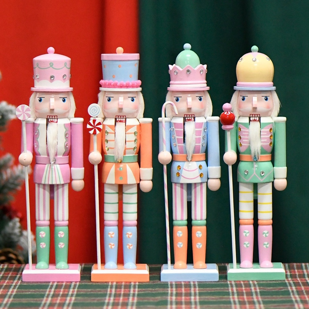 New 5inch Pink Wooden Nutcracker Christmas Ornaments Decoration Christmas Decoration Supplies Christmas Nutcracker 2024