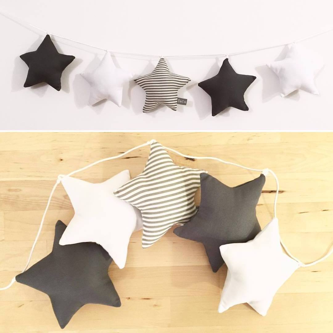 Nursery Nordic Fabric Stars Moon Garland Hanging Wall Decor For Kids Room Baby Shower Room Decoration