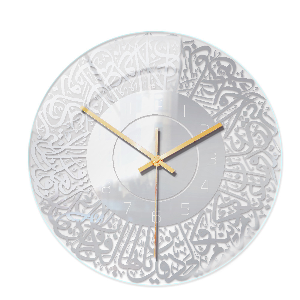 hot sale round acrylic wall clock islamic azan wall clock 3d living room decoration stand alone