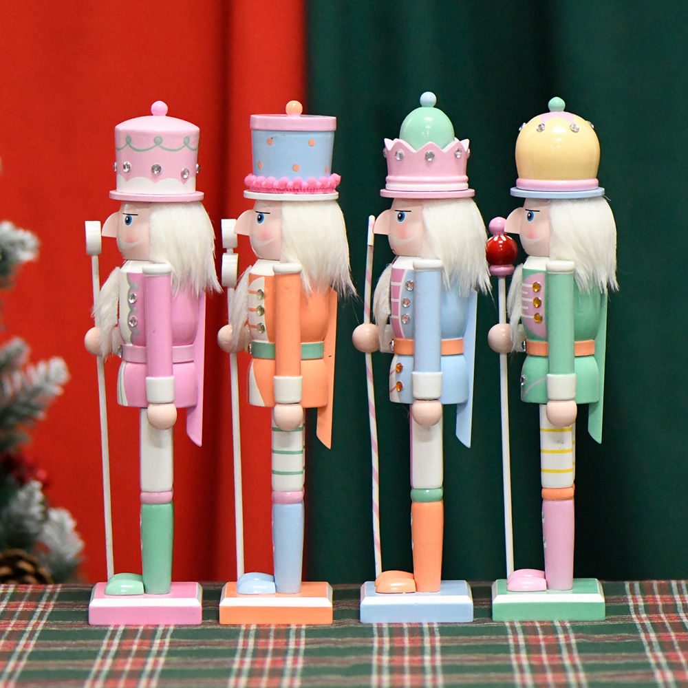 New 5inch Pink Wooden Nutcracker Christmas Ornaments Decoration Christmas Decoration Supplies Christmas Nutcracker 2024