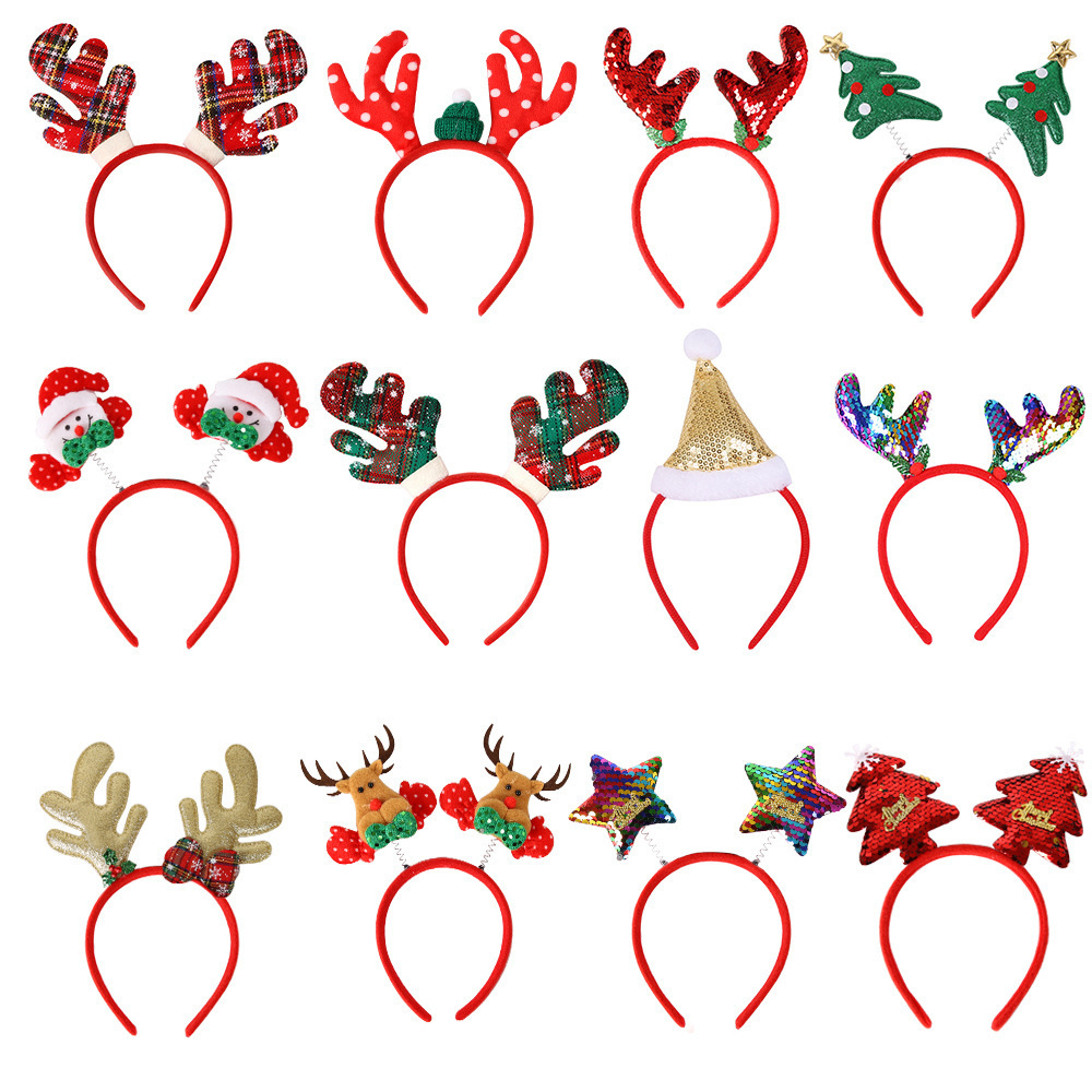 Elf christmas Headbands Hair Accessories Xmas Tree Head Hat Toppers women Santa Hat Christmas Decor