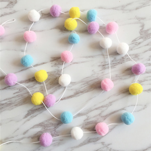 Soft Color Felt Pom Pom Garland Wall Decor For Kids Room Decoration Accessories Bedroom For Girls