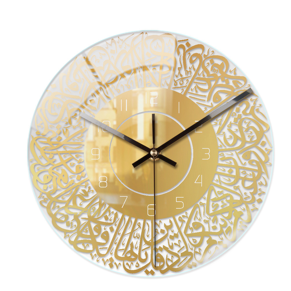 hot sale round acrylic wall clock islamic azan wall clock 3d living room decoration stand alone