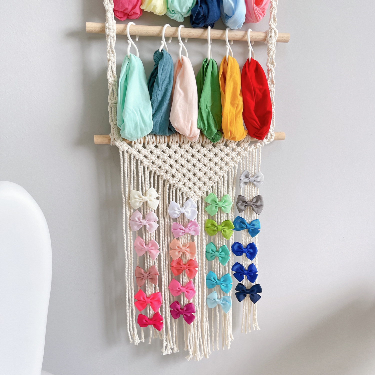 Boho Kids Hair Clip Organizer Storage Racks Wall Hanging Decor Girls Bed Room Wall Decorations