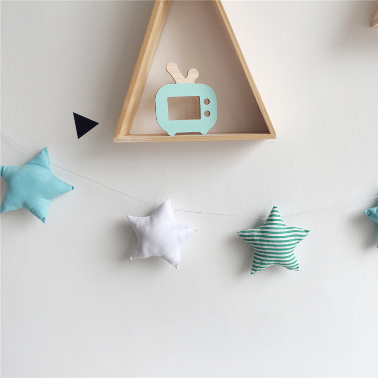 Nursery Nordic Fabric Stars Moon Garland Hanging Wall Decor For Kids Room Baby Shower Room Decoration