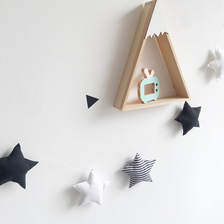 Nursery Nordic Fabric Stars Moon Garland Hanging Wall Decor For Kids Room Baby Shower Room Decoration