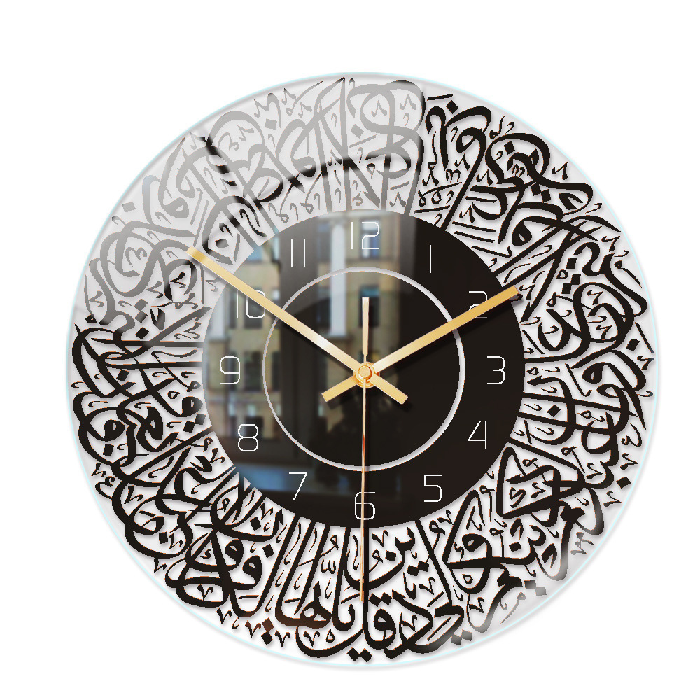 hot sale round acrylic wall clock islamic azan wall clock 3d living room decoration stand alone