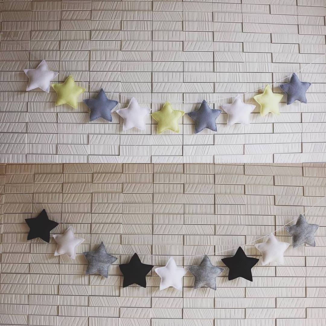 Nursery Nordic Fabric Stars Moon Garland Hanging Wall Decor For Kids Room Baby Shower Room Decoration