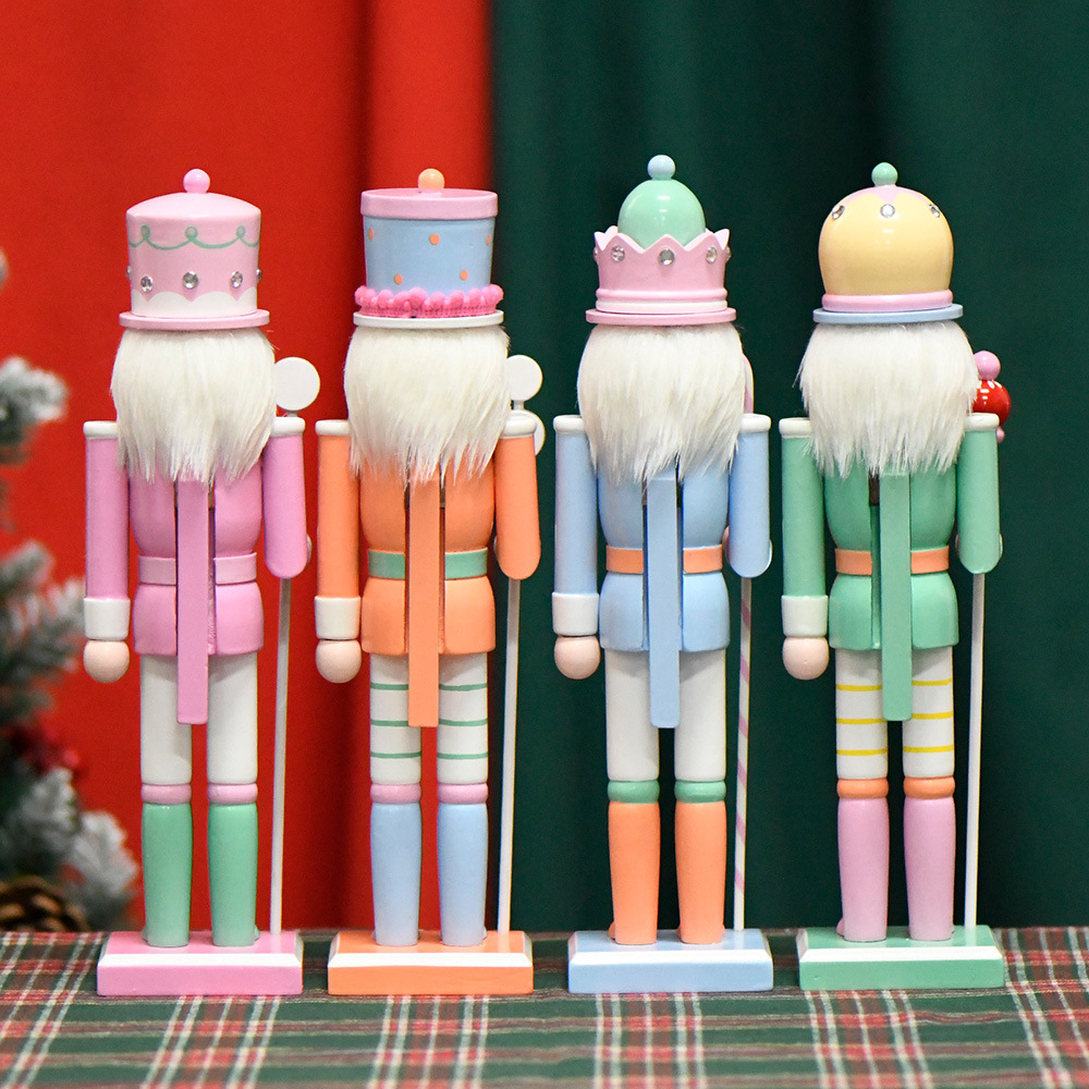 New 5inch Pink Wooden Nutcracker Christmas Ornaments Decoration Christmas Decoration Supplies Christmas Nutcracker 2024