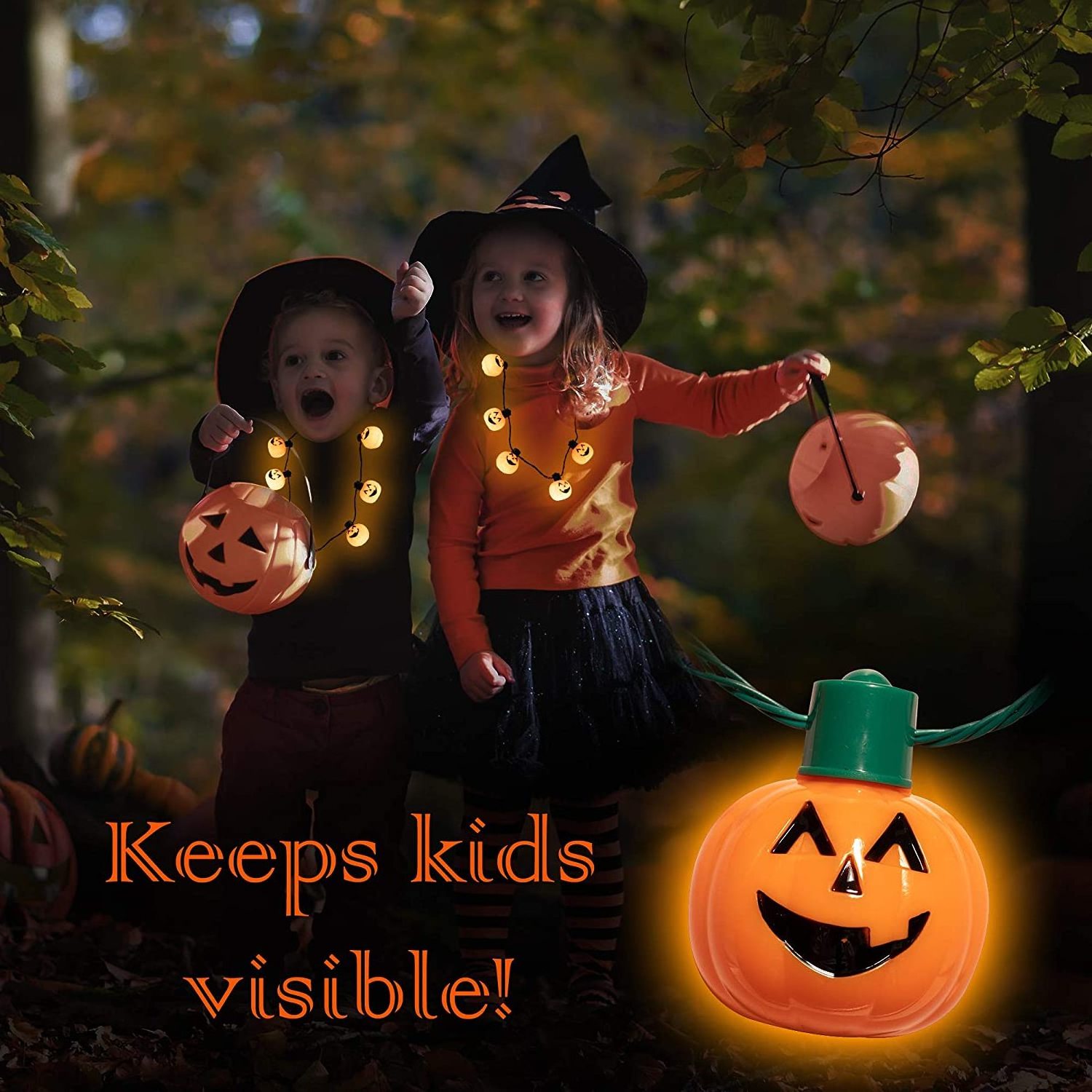 Halloween Accessories Event Kids Haunted House Photo Prop Novelties LED Light Up Halloween Pumpkin Jack O Lantern Necklace