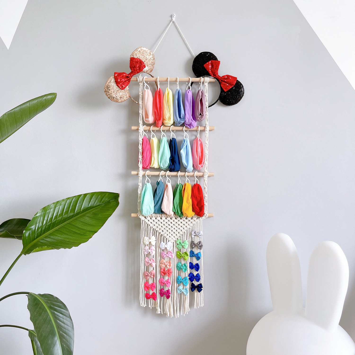 Boho Kids Hair Clip Organizer Storage Racks Wall Hanging Decor Girls Bed Room Wall Decorations