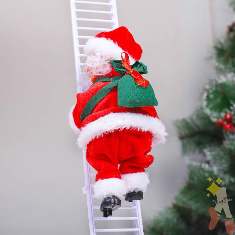 Kids Gift Electric Music Santa Claus Interesting Custom Christmas Decorations Funny Electric Climbing Santa Claus