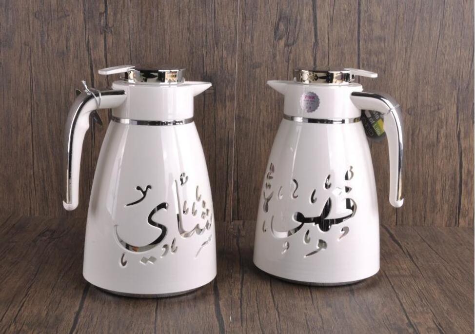 Popular Luxury Arabic Style 1000ml  Coffee Pot Set Vacuum Dallah Flask Thermos With Handle for Ramadan