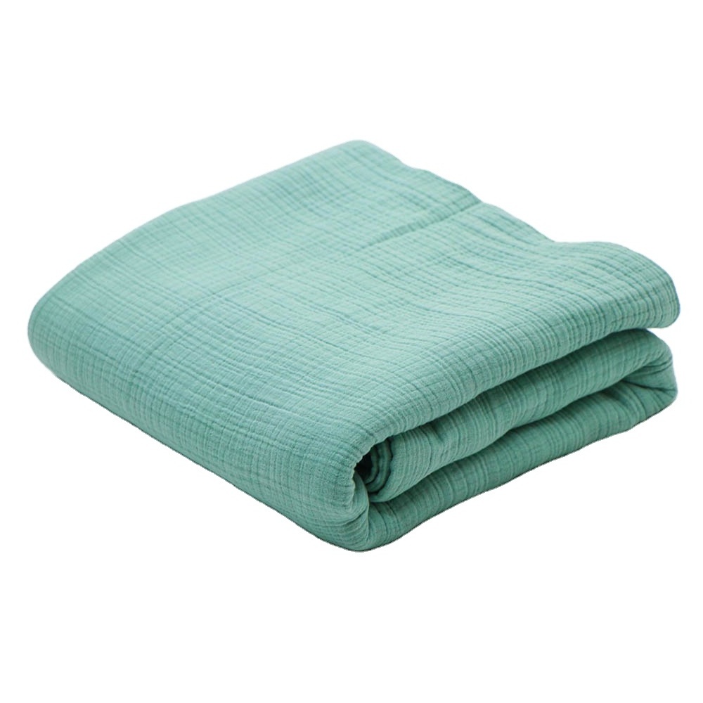 Latest Wholesale Organic Cotton Teal Solid 6ply Muslin Gauze Throw Blanket Breathable Soft and Perfect for Infants and Newborns