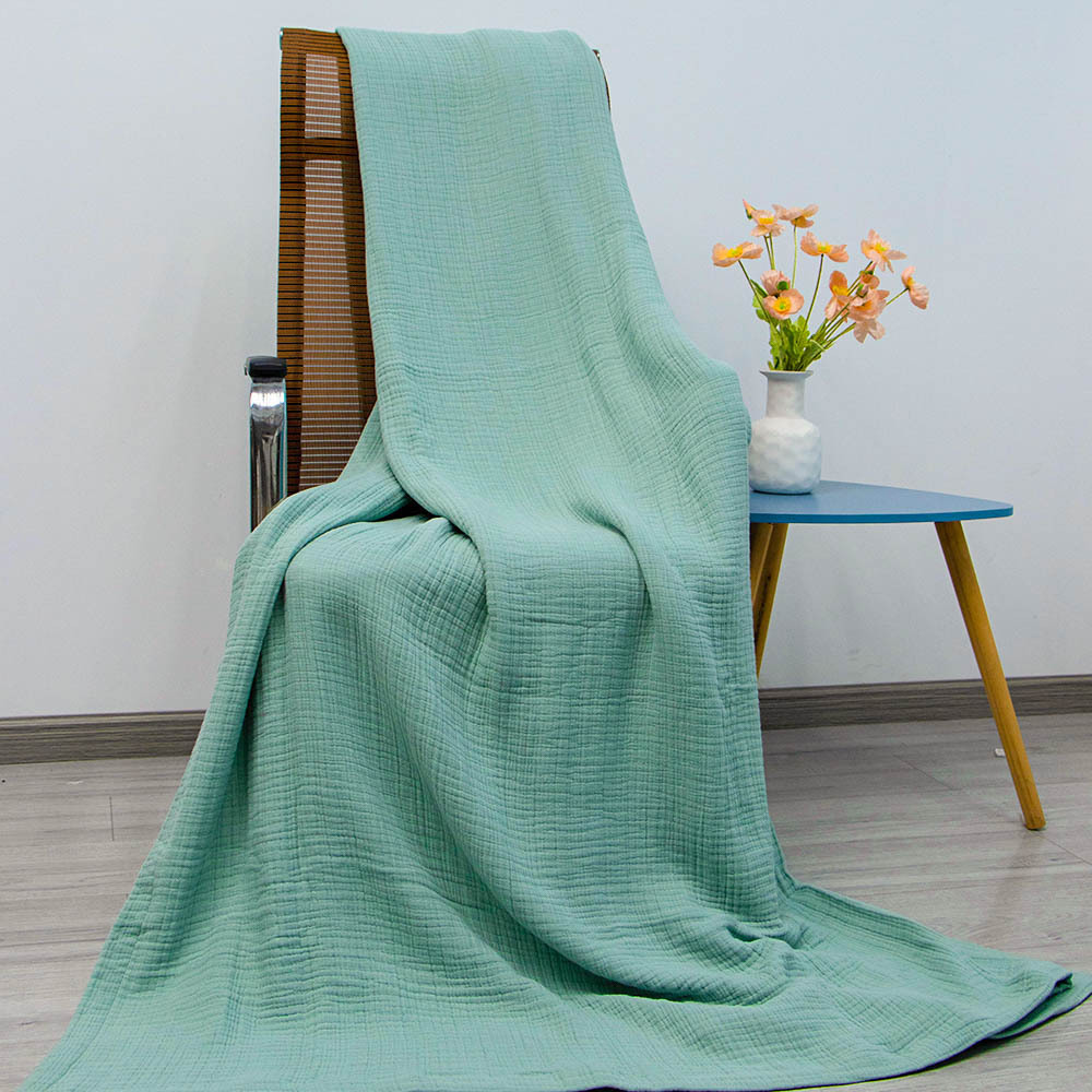 Latest Wholesale Organic Cotton Teal Solid 6ply Muslin Gauze Throw Blanket Breathable Soft and Perfect for Infants and Newborns