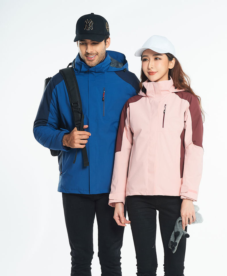 Womens Waterproof Ski Jacket 3-in-1 Windbreaker Winter Coat Inner for Rain Snow Outdoor Hiking Fleece Long Solid Cotton Filling