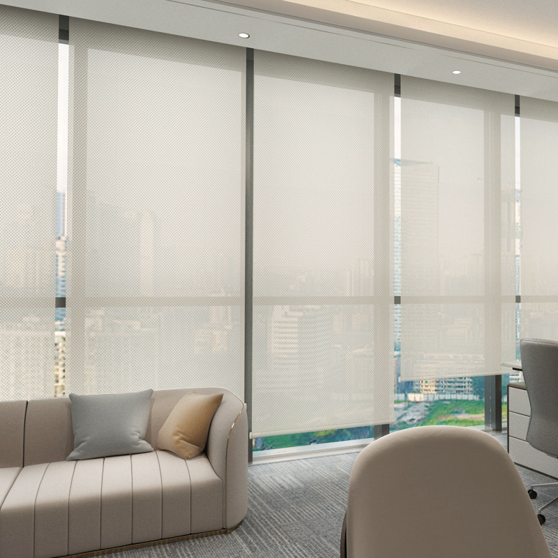 Semi-Blackout Polyester Window Roller Blinds Indoor Thermal Insulated Metal Pinhole Manual Roller Shade For Office