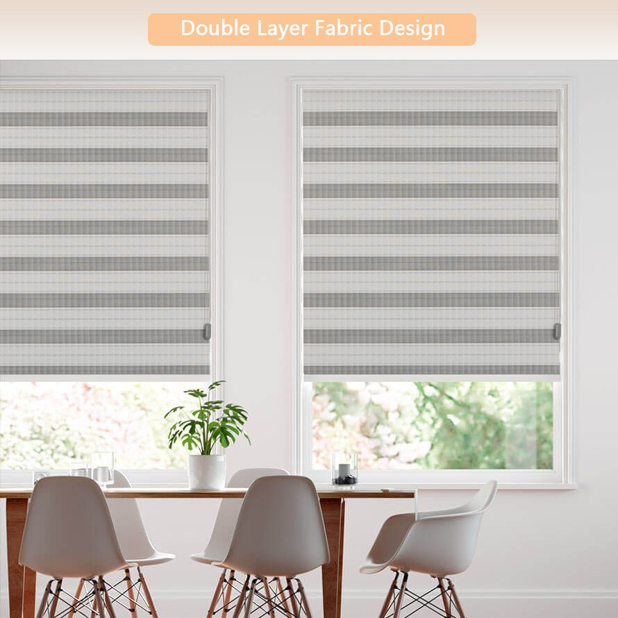 Customized Window Indoor Zebra Blinds Corded operated Manual blackout Roller Blinds Shades Combi Zebra Blind