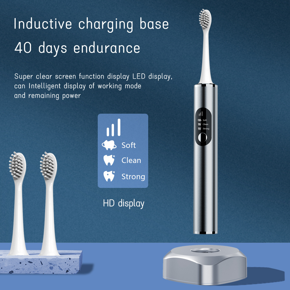 2023 Newly Designed  Stainless Steel High Quality Sonic Rechargeable Electric Toothbrush Adult Electric Toothbrush