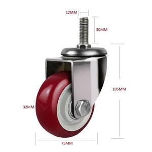 Medium duty 75 mm stainless steel swivel caster 3 inch castor wheel with double bearing