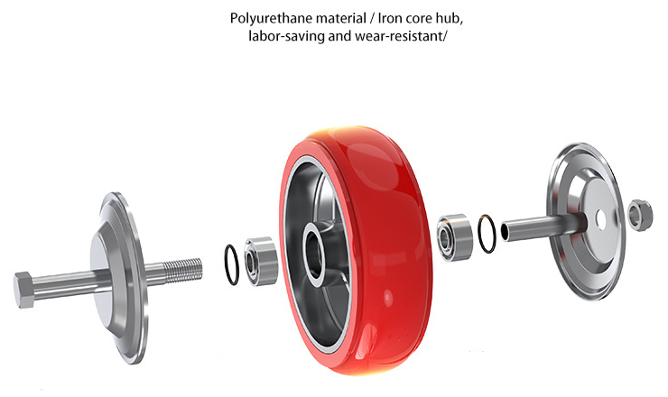 High Grade 5 Inch Caster PU Spring Shock Absorption Universal Wheel 125 mm Iron Core Plate Casters