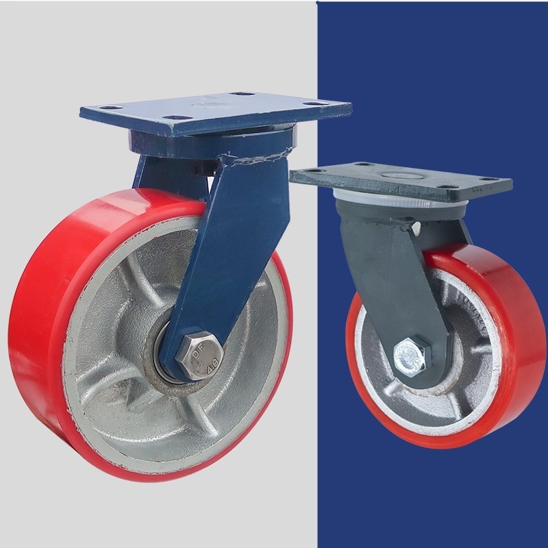 Industrial Swivel Castor Super Heavy Duty Caster 10 Inch Iron Core Polyurethane Coated Wheel