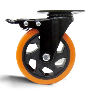 Swivel heavy duty caster 4 inch 100mm shopping cart castor with orange wheel with brake