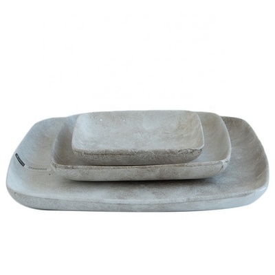 Cheap price rustic style square shape plates sets dinnerware porcelain marble dinner charger plates