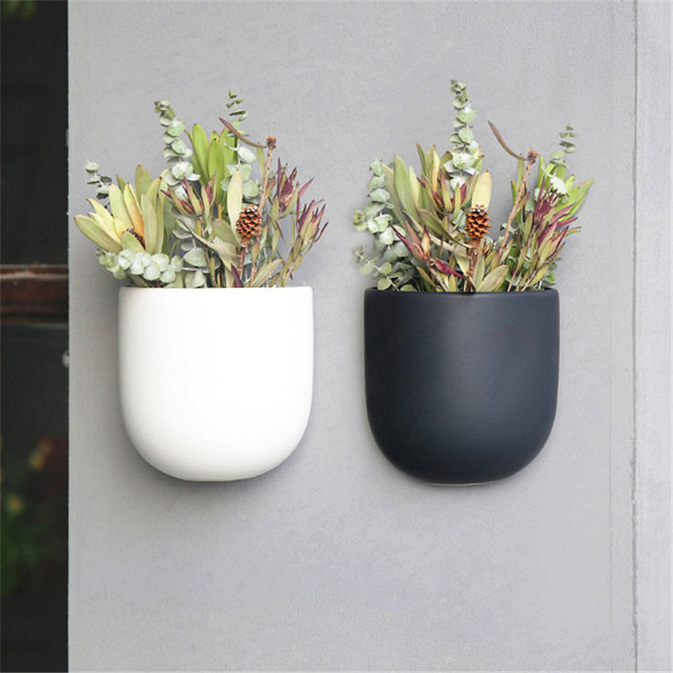 Elegant modern style white black matte home decorative garden decor vertical wall planter