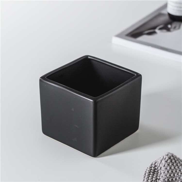 Cheap wholesale matte square shape live green succulent plants ceramic bonsai pot for gardening decoration