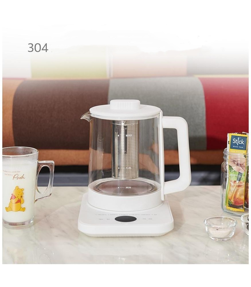 1.8L 800W White FADA Control Small Kitchen Appliance Electric Tea Kettle Glass Water Boiler Gooseneck Steel Stainless MXM-21072