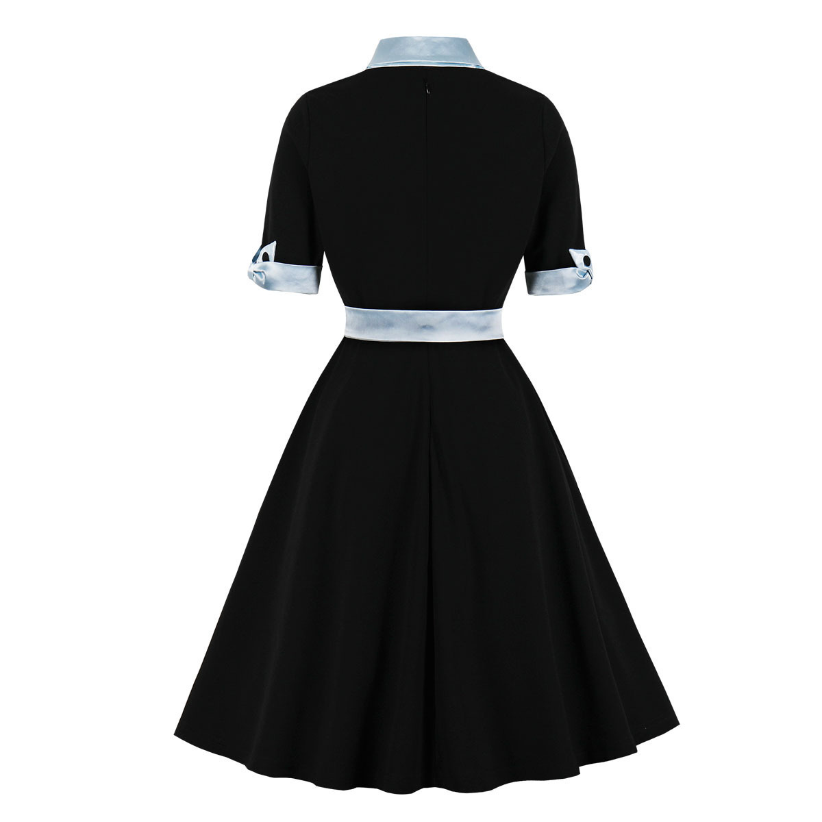 MXN 2058 V-neck slim fit patchwork contrast decorative bow tie elegant dress for women