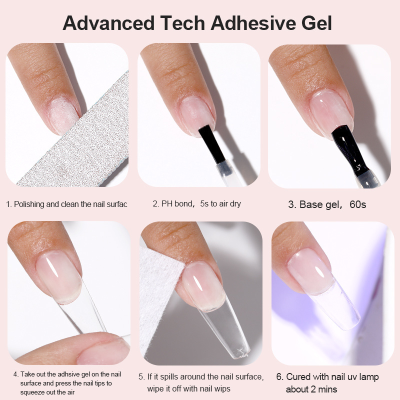 Custom Nail Tip Glue 20g Sticky Soft Gel Long Lasting Fast Dry Manicure Press On Nails Gummy UV Solid False Tips Glue