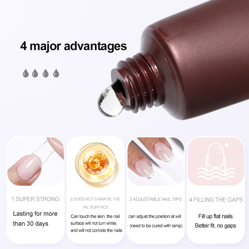 Custom Nail Tip Glue 20g Sticky Soft Gel Long Lasting Fast Dry Manicure Press On Nails Gummy UV Solid False Tips Glue