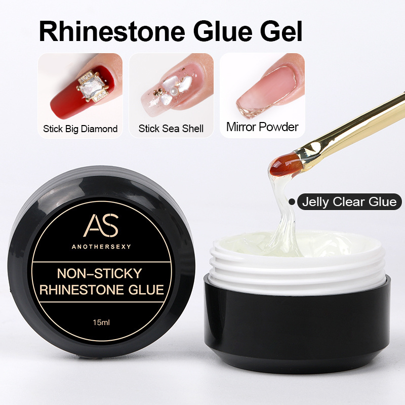 AS Nail Art Rhinestone Glue Gel 15g Super Adhesive Nail Gel for Gem Nail Art Gel Glue for Rhinestones Crystal Stone