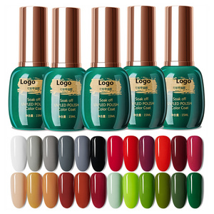 3000 Colors Custom Logo Gel Nail Polish Set 15ml UV LED Vernis Permanent Private Label Green Bottle Gel Polish Nail Supplies