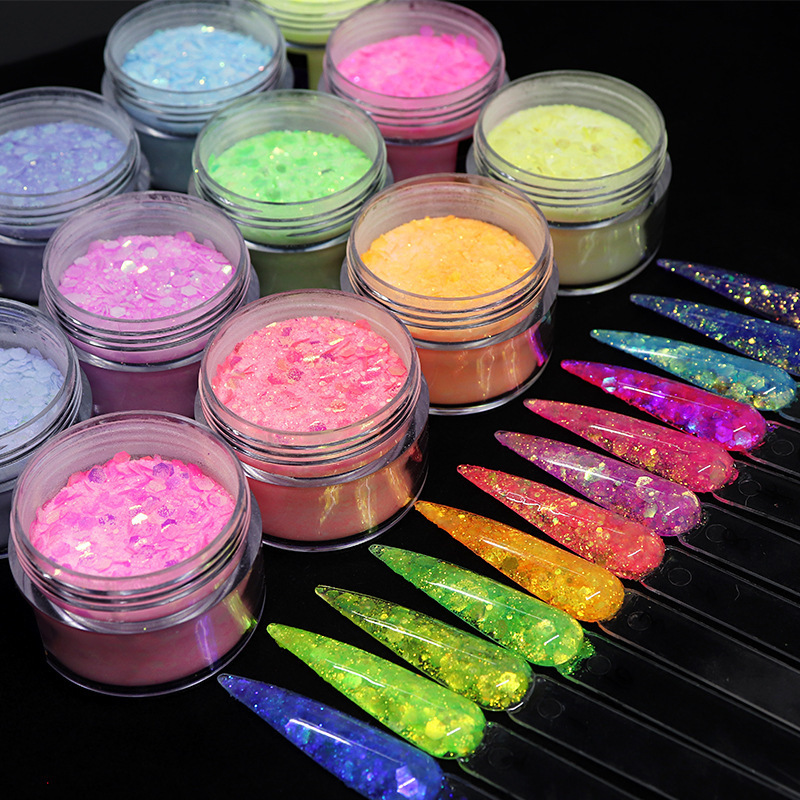 Acrylic Nail Powder Professional Polymer Colored Acrylic Powder With Chunky Glitter For Acrylic Nail Extension Carving