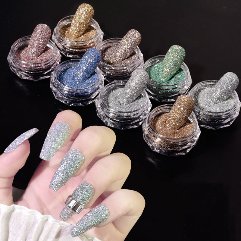 Diamonds Nail Powder Reflection Dazzling Party Nail Art DIY Decoration Sugar Gel Polish Chrome Dust Sparkly Flash Disco Pigment