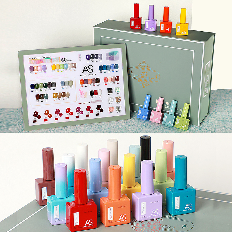 Private Label Luxury AS 60 Colors Soak Off  UV Nail Gel Polish Set OEM VIP Pro Kit Vernis Permanent Gel Polish Collection