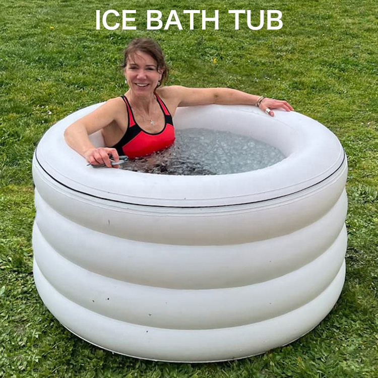 Commercial 2 person inflatable hot barrel cold plunge large chiller all in one spa tubs acrylic and sauna cover