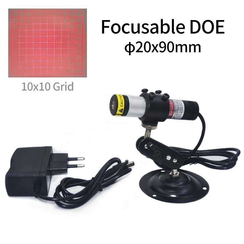 DOE 10x10 Grid Square Waterproof D20X90mm Focusable 650/660nm 5V Red 50mW 100mW 150mW 200mW Laser Module for Cutting Positioning