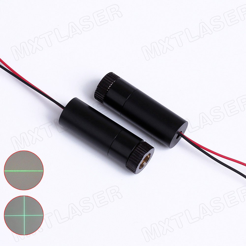 D12x45mm High Power 520nm Focusable Green Line/Cross Line Laser Module Customizable 1mW--200mW (Divergence angle:15~110 degree)