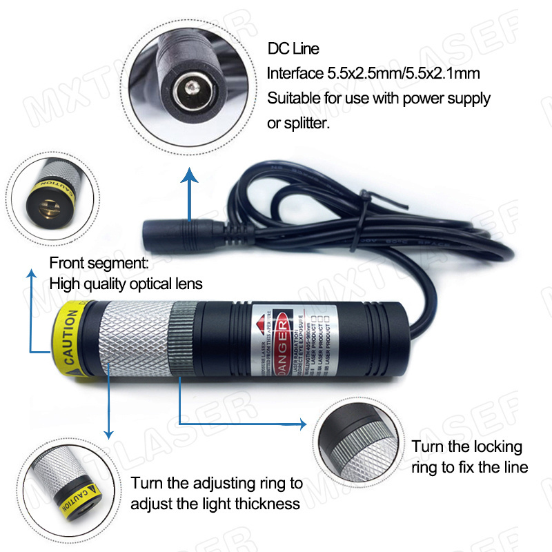 Waterproof D20mm 405nm 450nm 520nm 650nm 830nm 980nm Red/Green/Blue/Violet/IR Focusable Laser Module Dot Line Cross 10mW~200mW